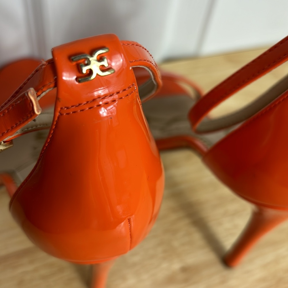 SAM EDELMAN SIZE 7.5 ARIELLA Orange open toe high heel sandals with ankle strap - Picture 6 of 13